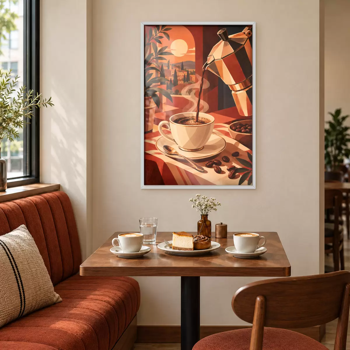 Poster Un café du matin avec une vue imprenable f50877