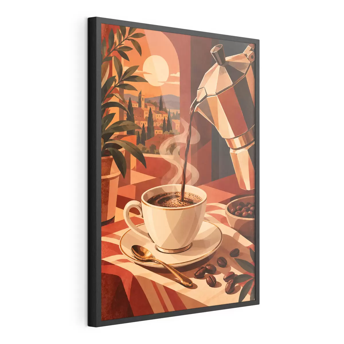 Poster Un café du matin avec une vue imprenable f50877