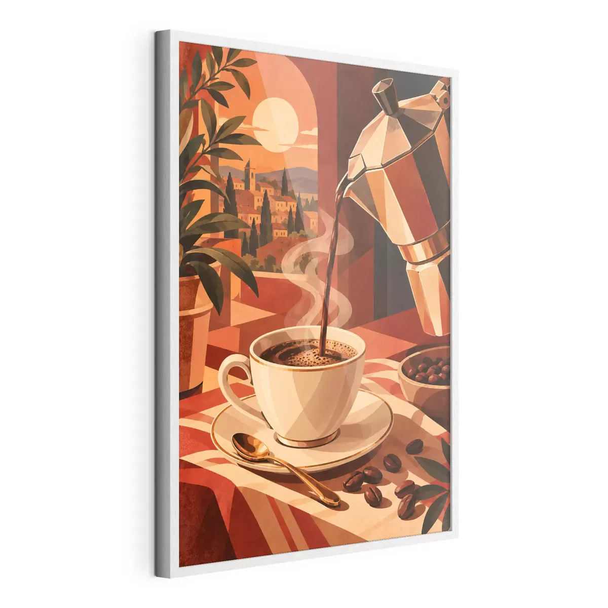 Poster Un café du matin avec une vue imprenable f50877