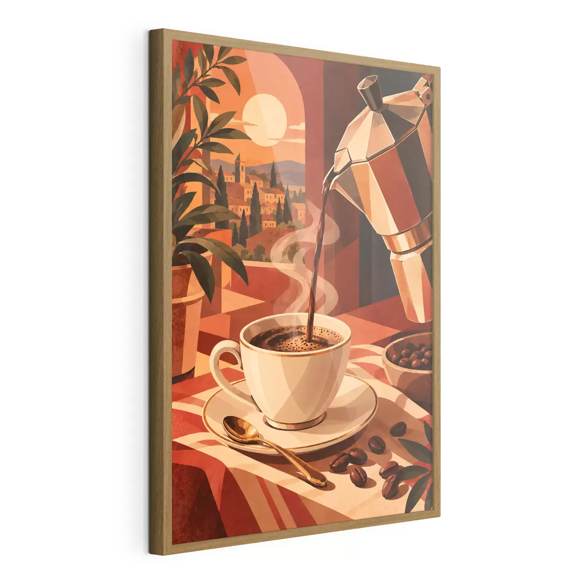 Poster Un café du matin avec une vue imprenable f50877