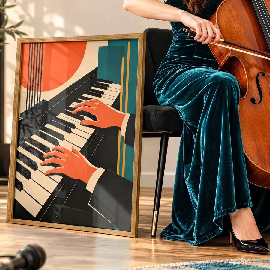 Papier peint Jouer des mélodies sur les touches du piano f50922