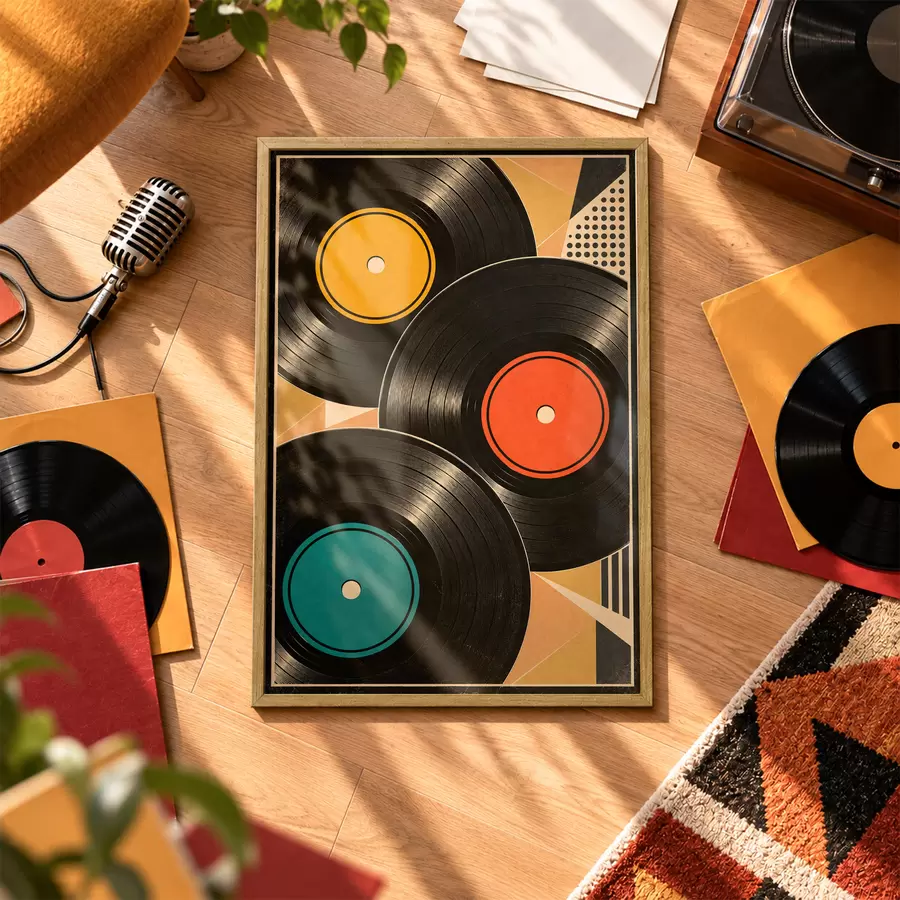 Papier peint Des disques vinyles colorés en harmonie f50923
