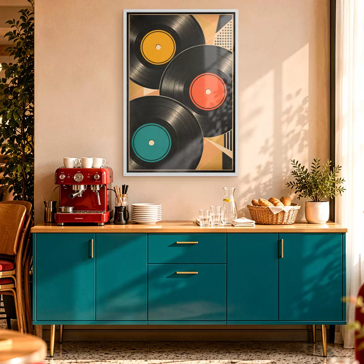 Poster Des disques vinyles colorés en harmonie f50923