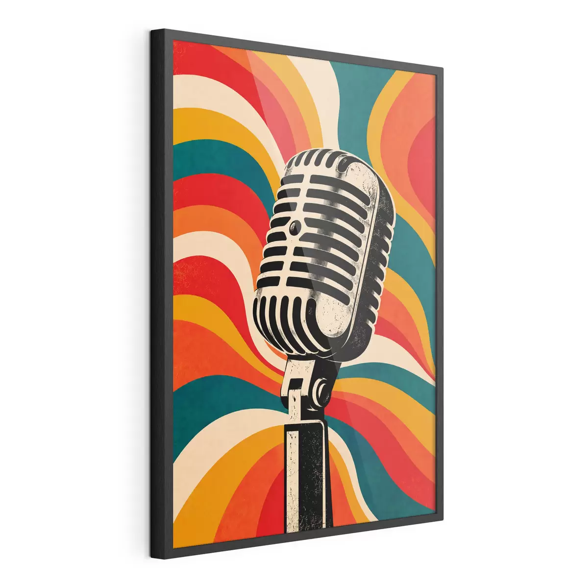 Poster Microphone vintage sur fond coloré f50924