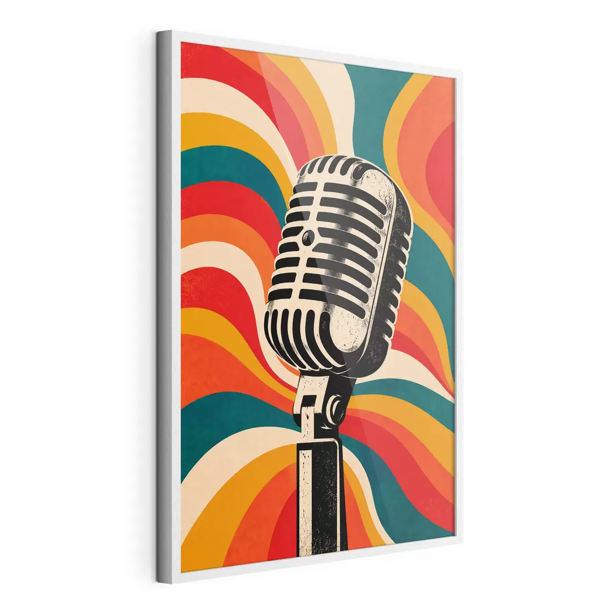 Poster Microphone vintage sur fond coloré f50924