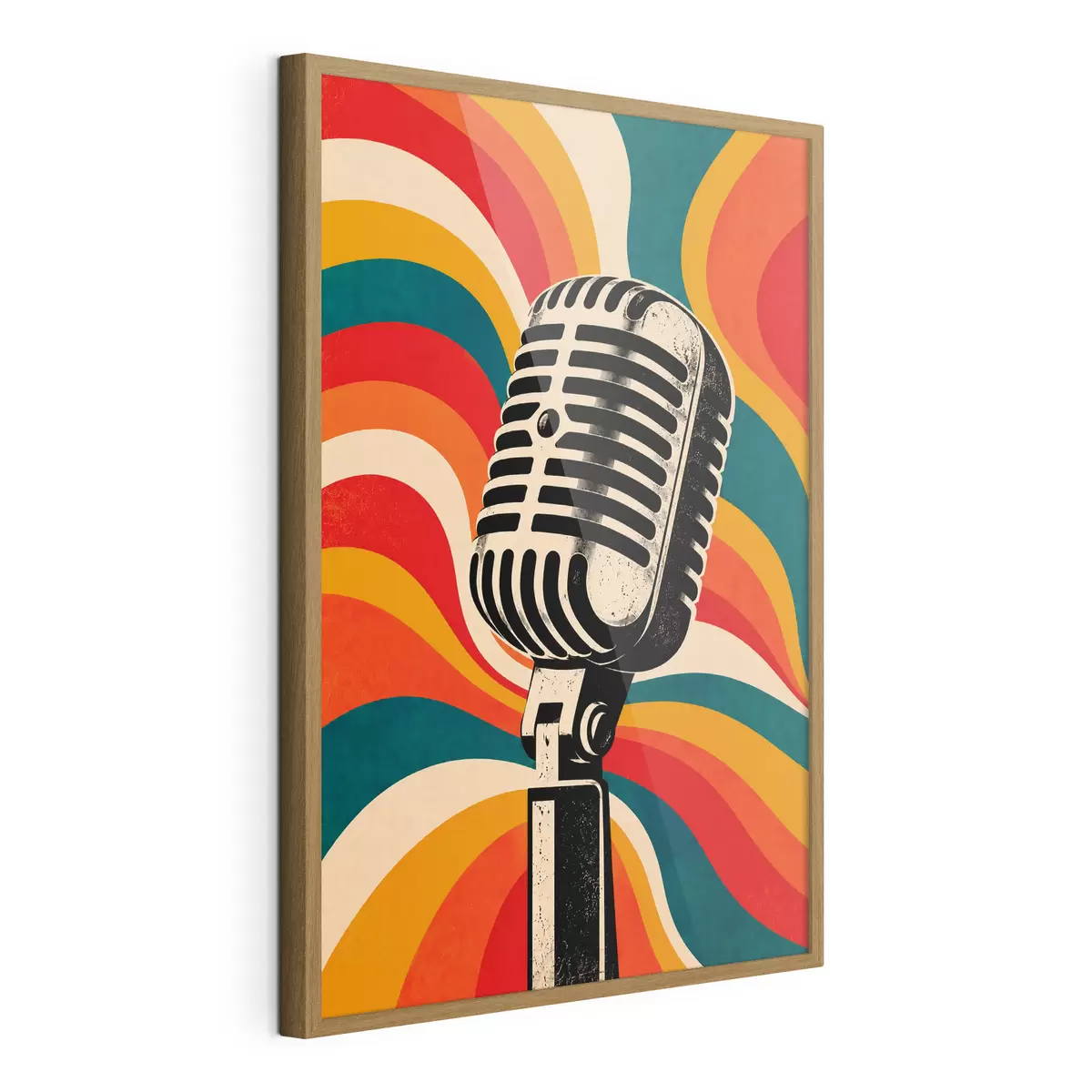 Poster Microphone vintage sur fond coloré f50924