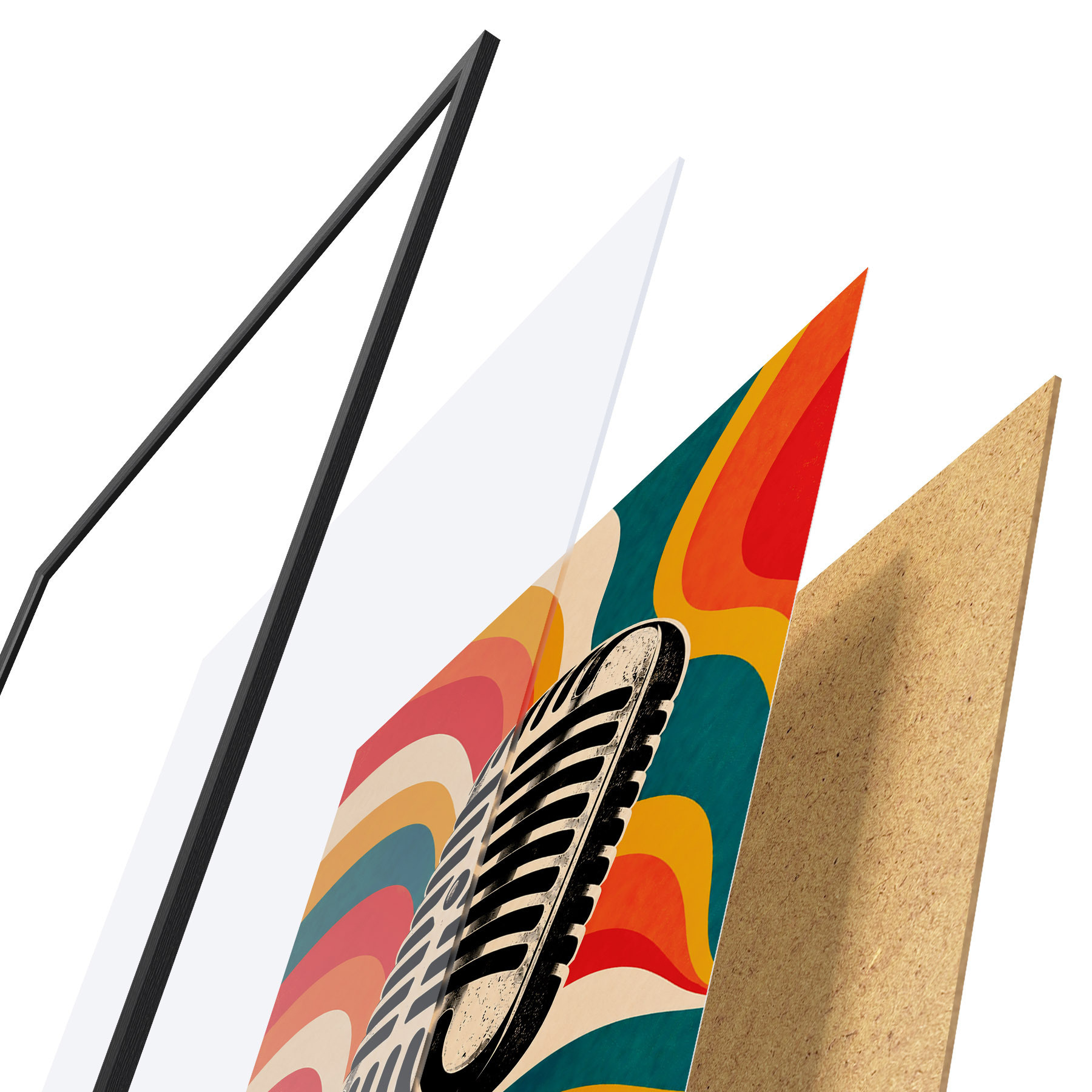 Poster Microphone vintage sur fond coloré f50924