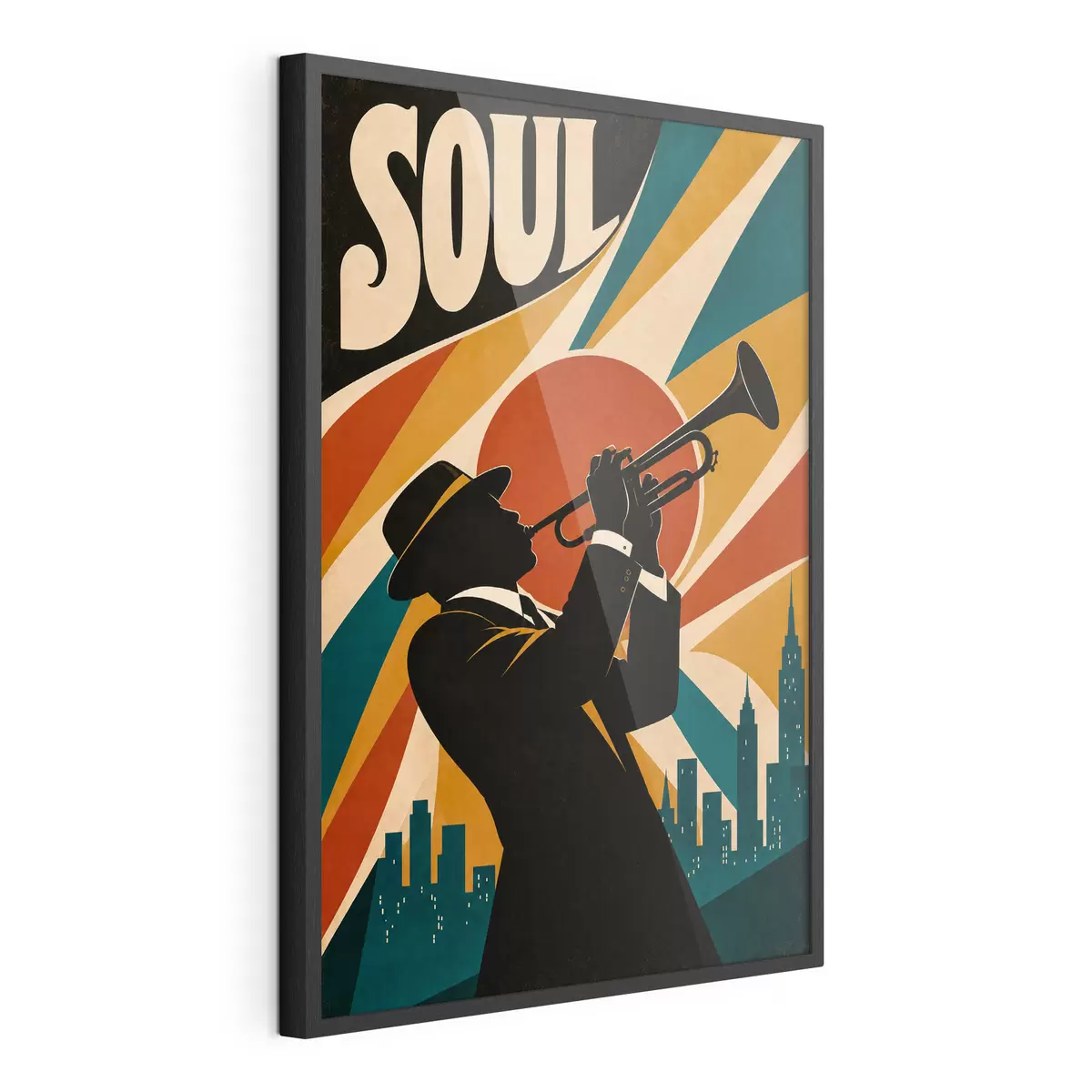 Poster Le jazz résonne à travers les toits de la ville f50925