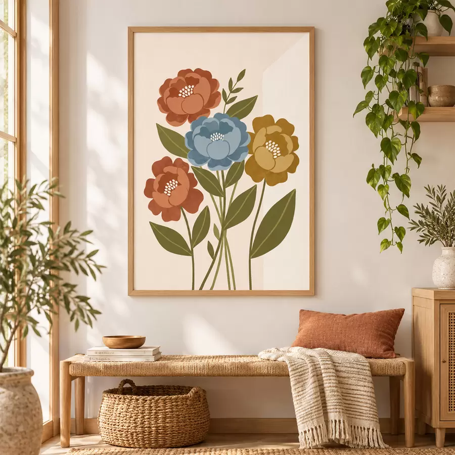 Papier peint Un ravissant bouquet de fleurs illustrées f50730