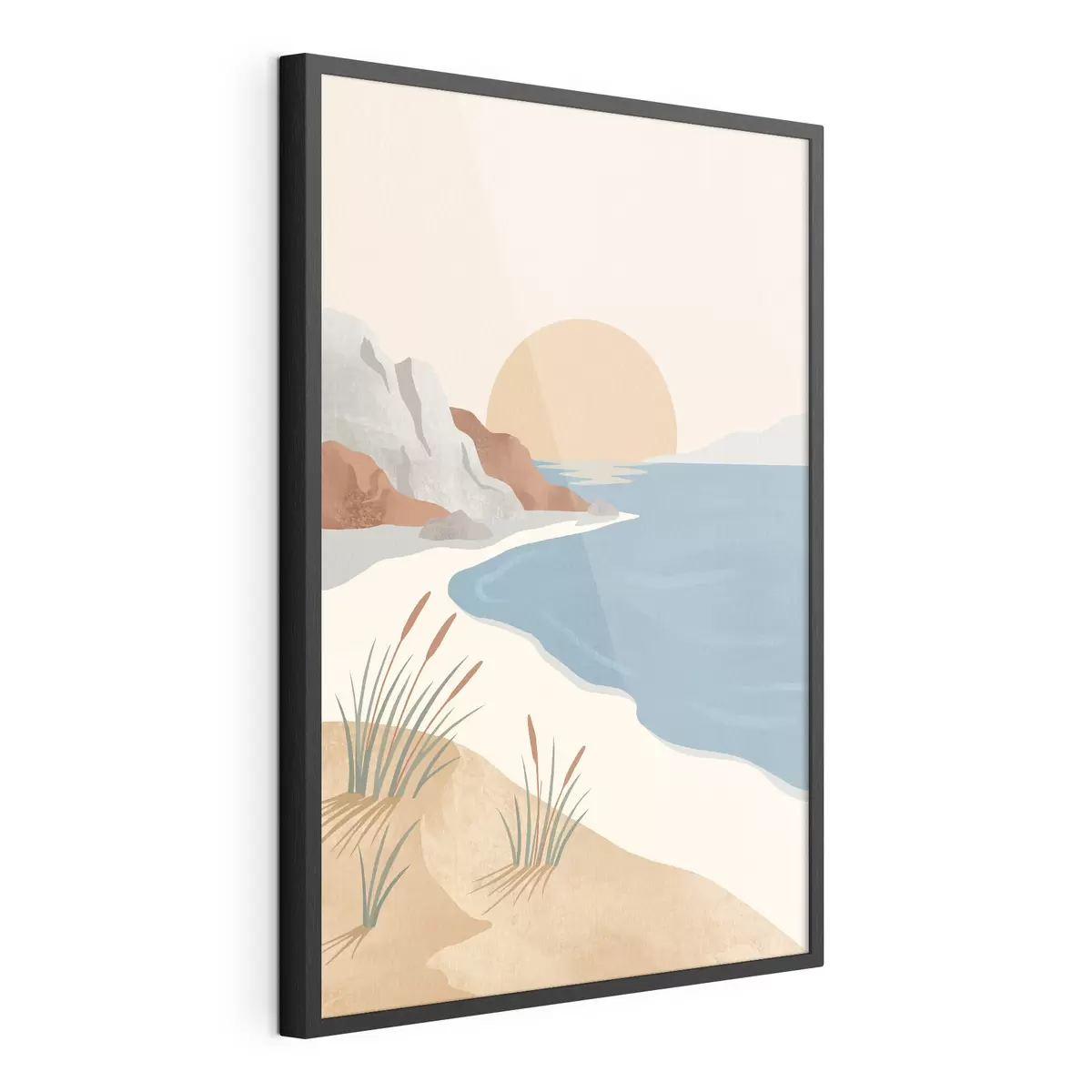 Poster Une plage sereine au coucher du soleil, un havre de paix f50731