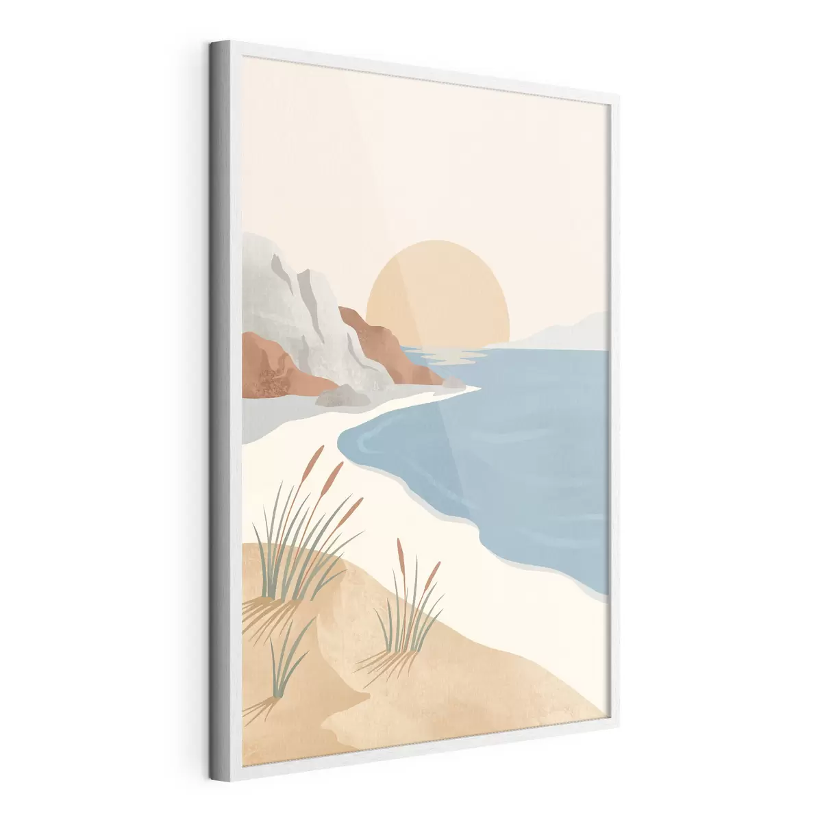 Poster Une plage sereine au coucher du soleil, un havre de paix f50731