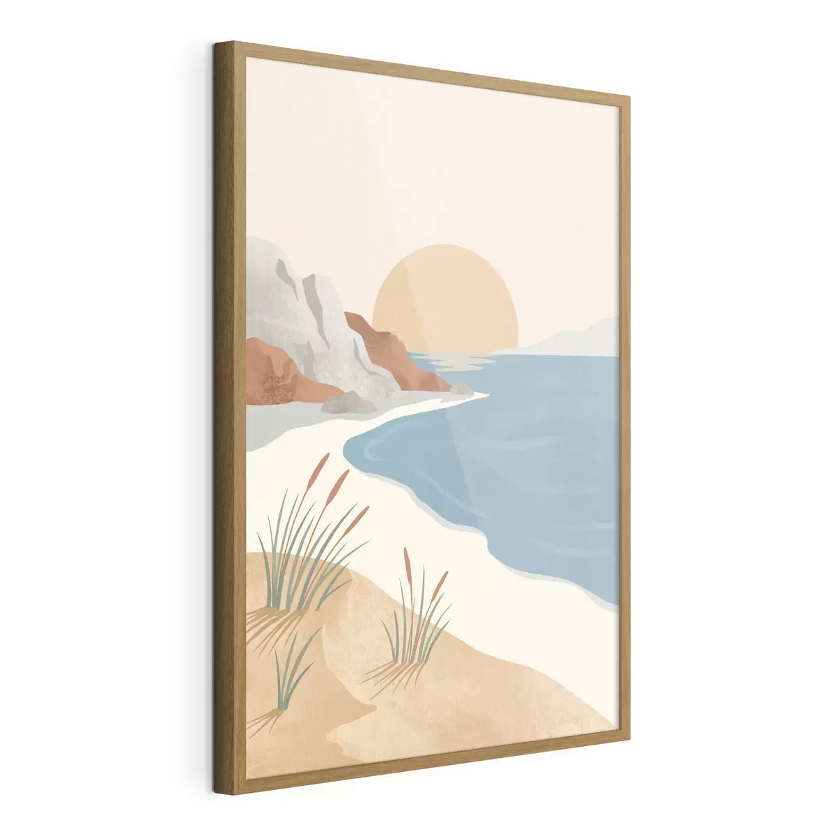 Poster Une plage sereine au coucher du soleil, un havre de paix f50731