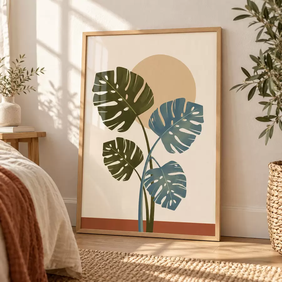 Papier peint Feuilles tropicales baignées par une douce lumière du soleil f50733