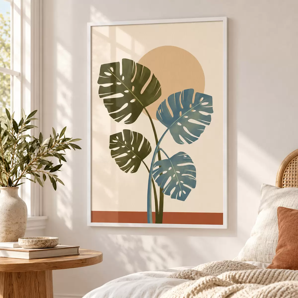 Poster Feuilles tropicales baignées par une douce lumière du soleil f50733