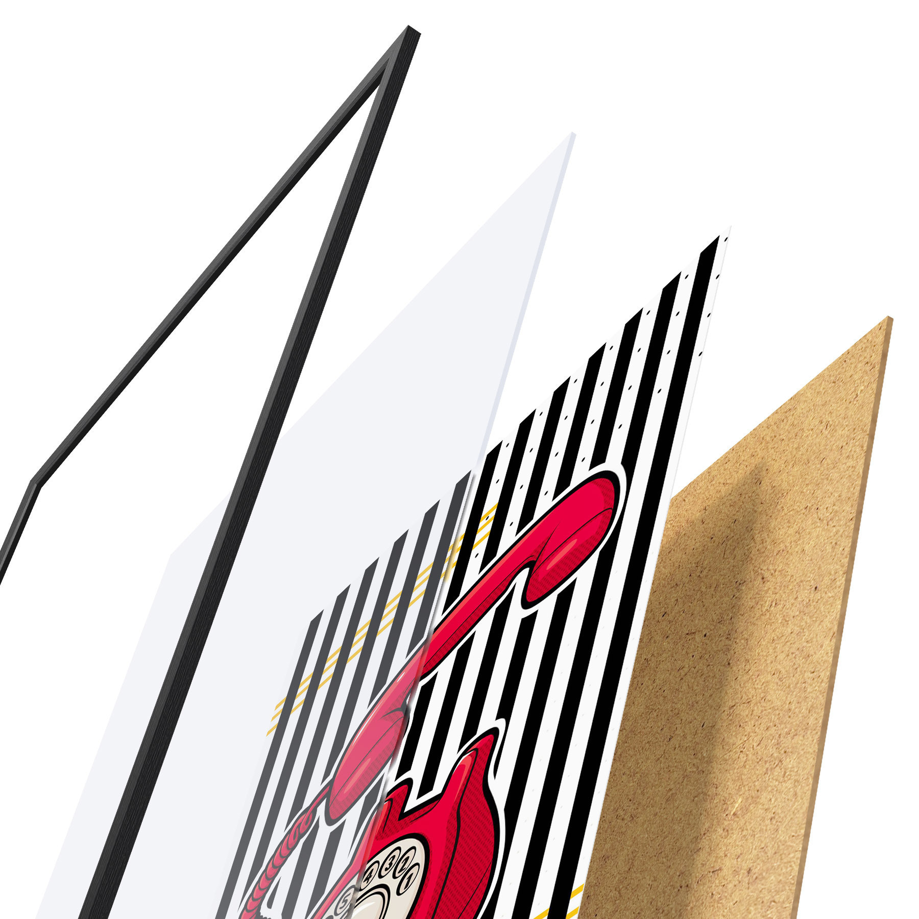 Poster Téléphone rouge rétro sur fond à rayures larges f50784