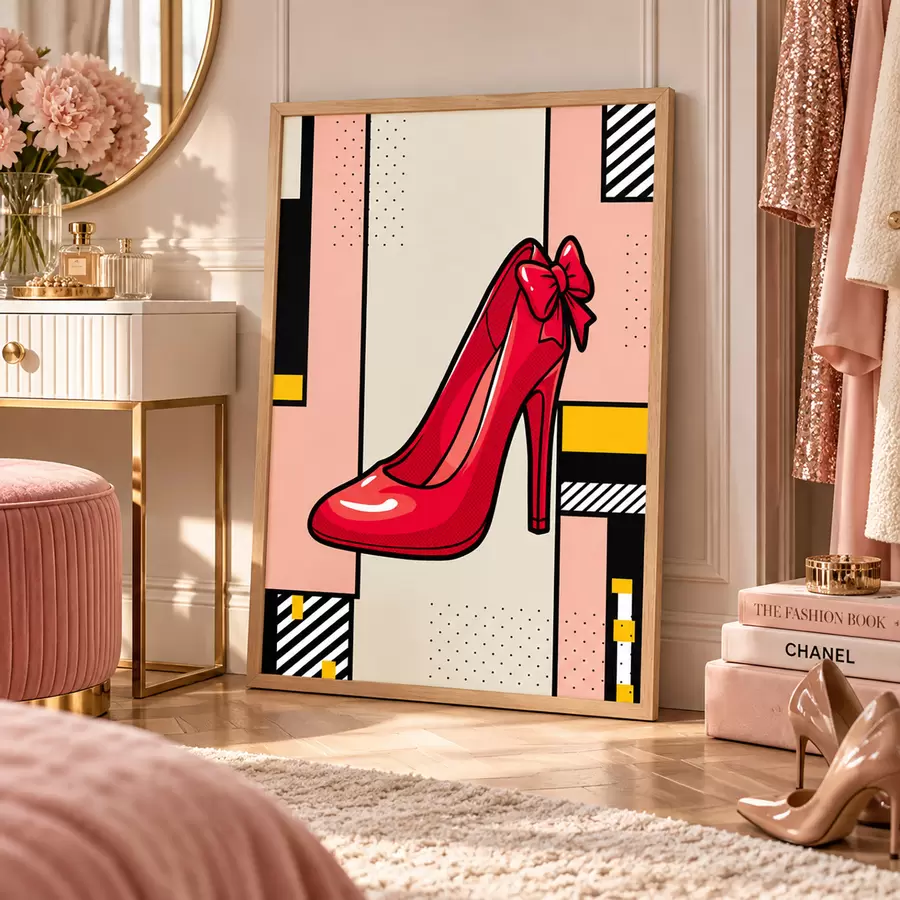Papier peint Un talon rouge chic sur un fond ludique f50785