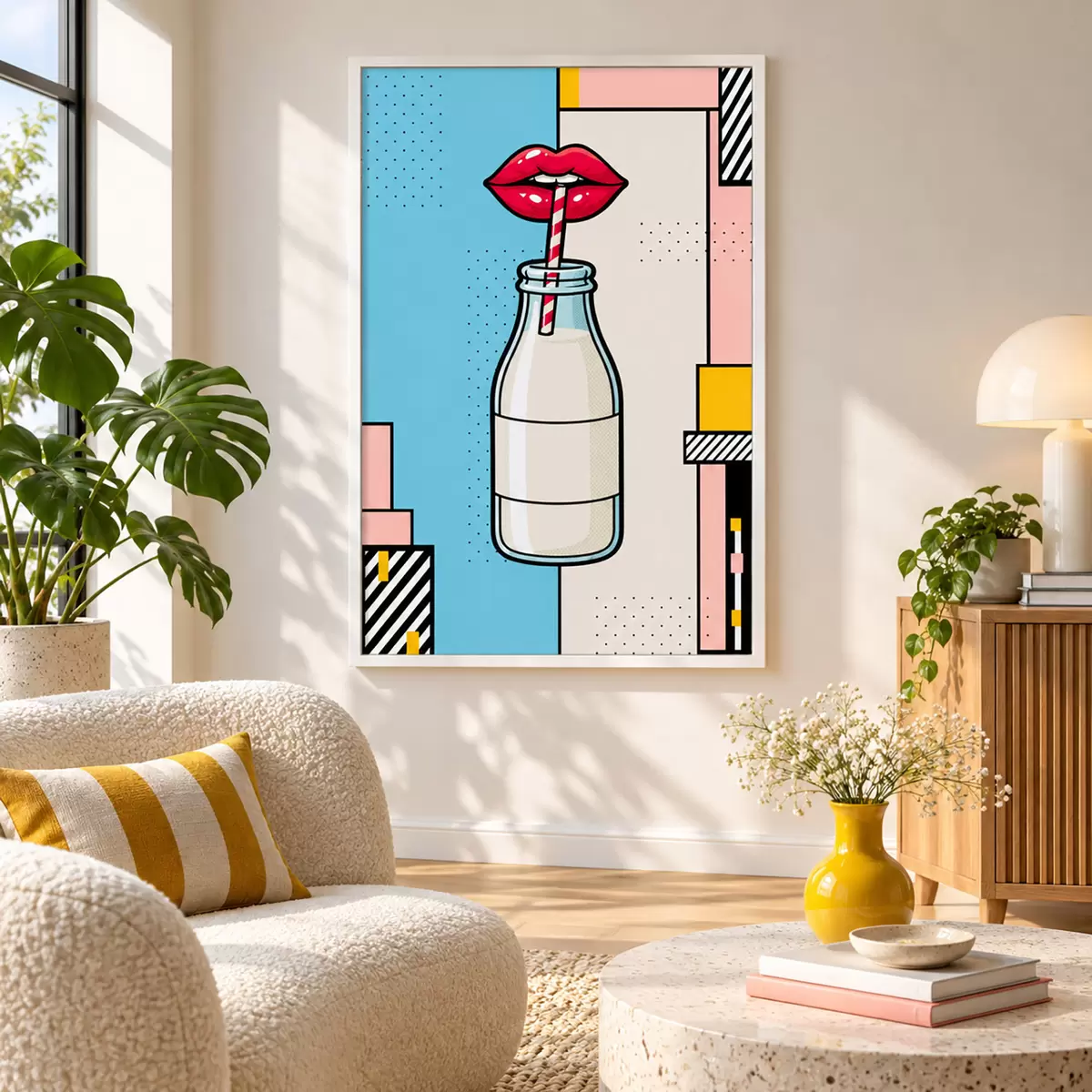 Poster En sirotant le contenu d'une bouteille au design raffiné f50786