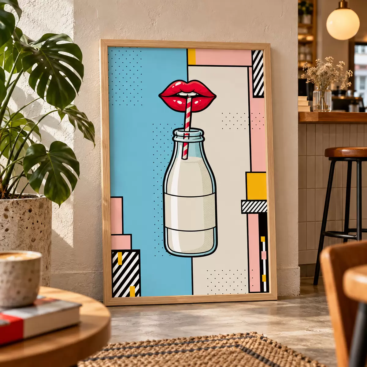 Poster En sirotant le contenu d'une bouteille au design raffiné f50786