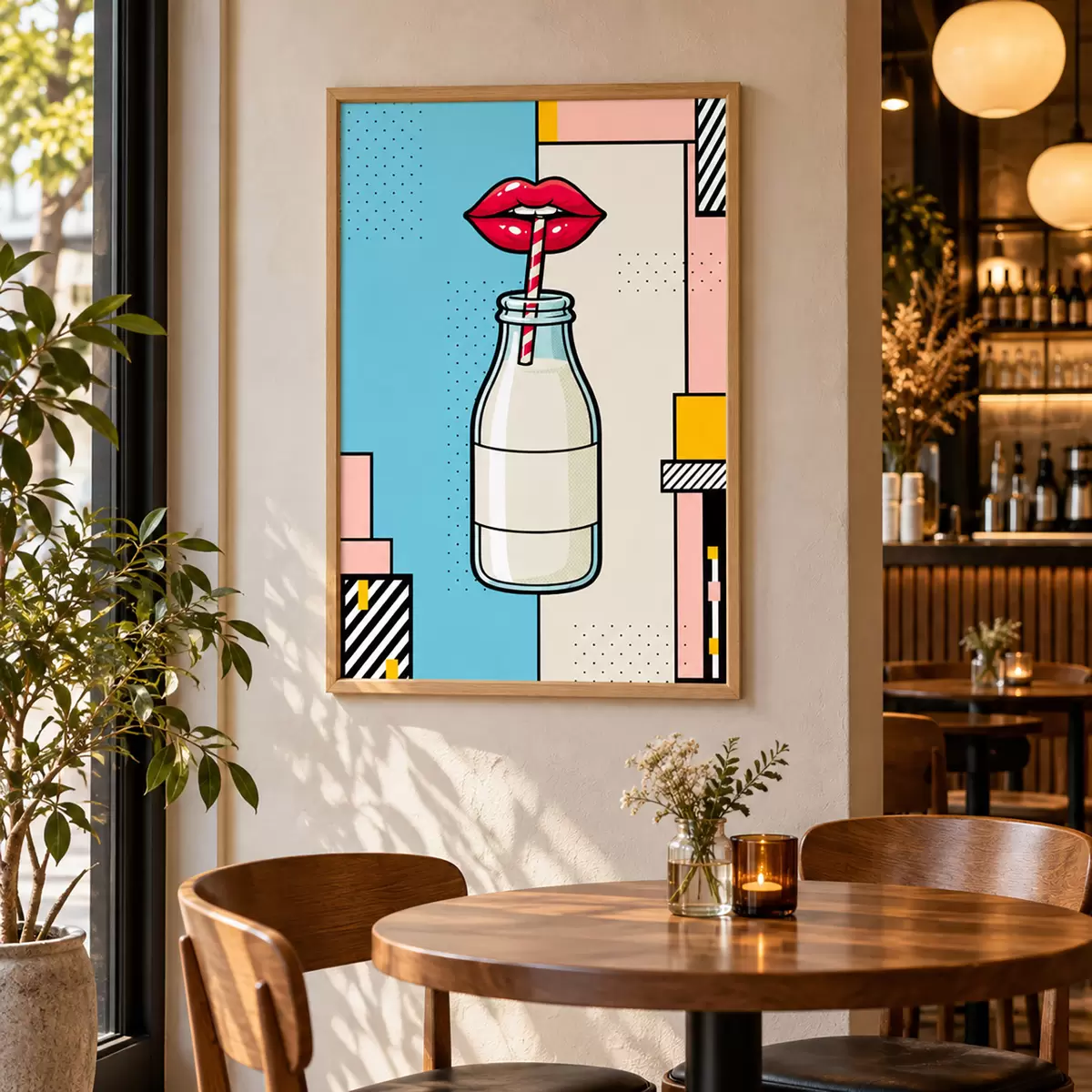 Poster En sirotant le contenu d'une bouteille au design raffiné f50786