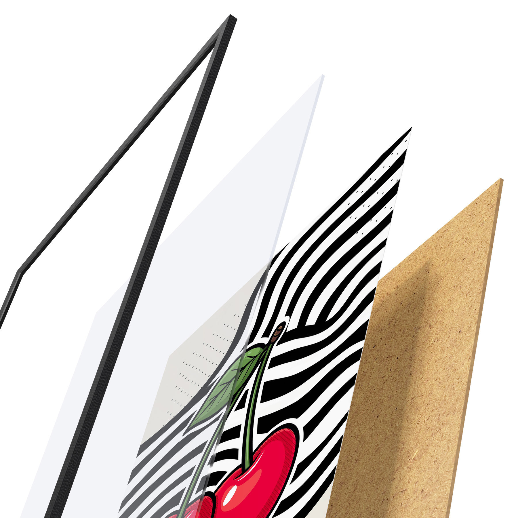 Poster Des cerises aux couleurs vives qui contrastent avec des motifs audacieux f50787