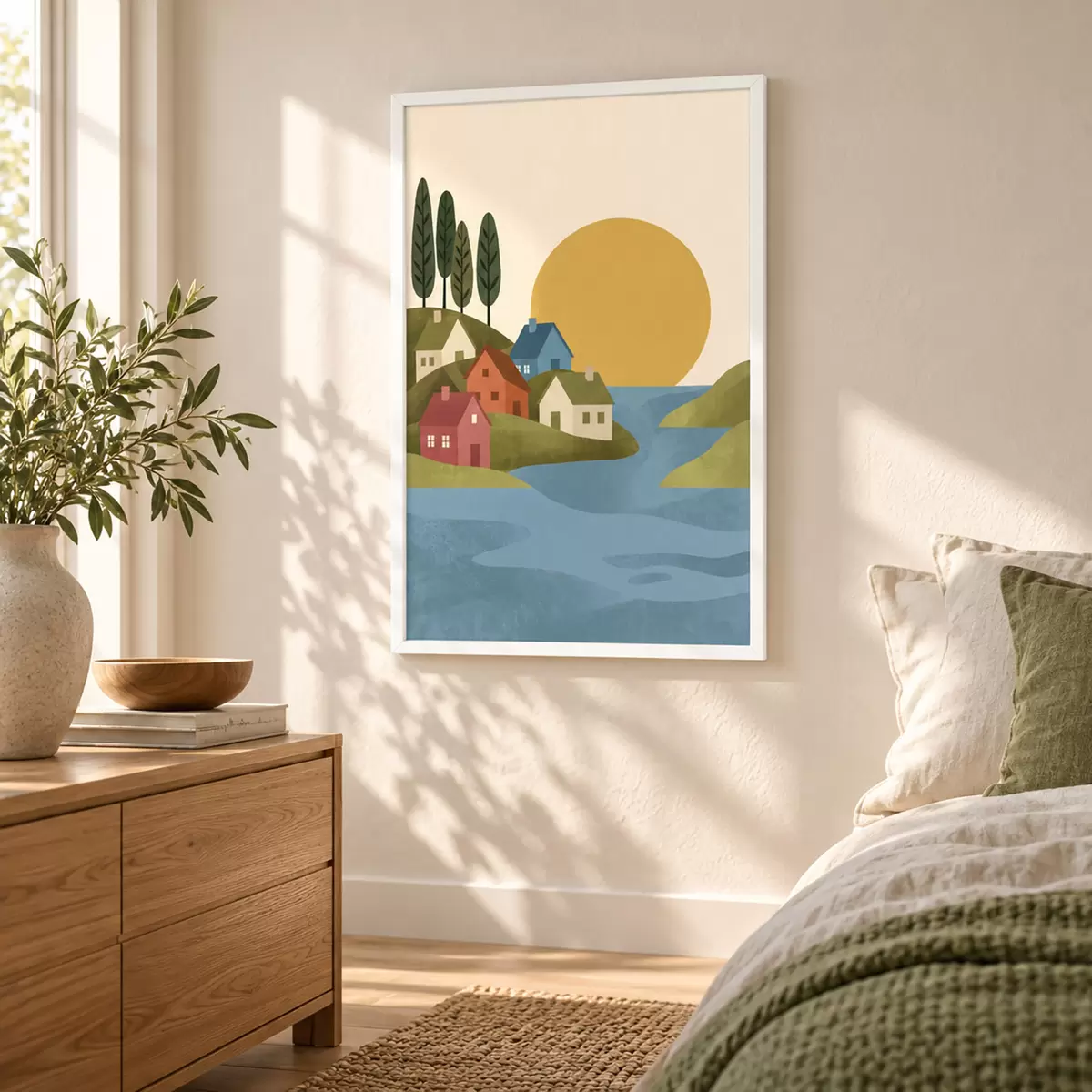 Poster Un village paisible au bord de la rivière f50734