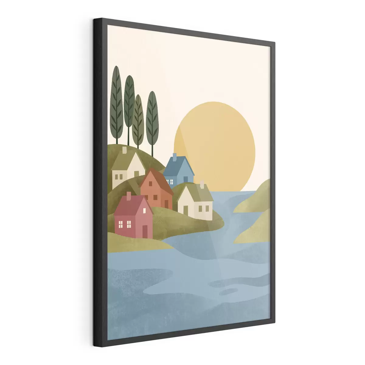 Poster Un village paisible au bord de la rivière f50734