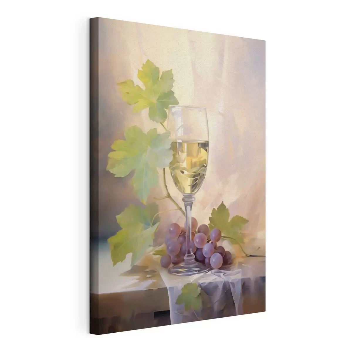 Tableau Un verre de vin et des raisins, reproduction d'un tableau s51123