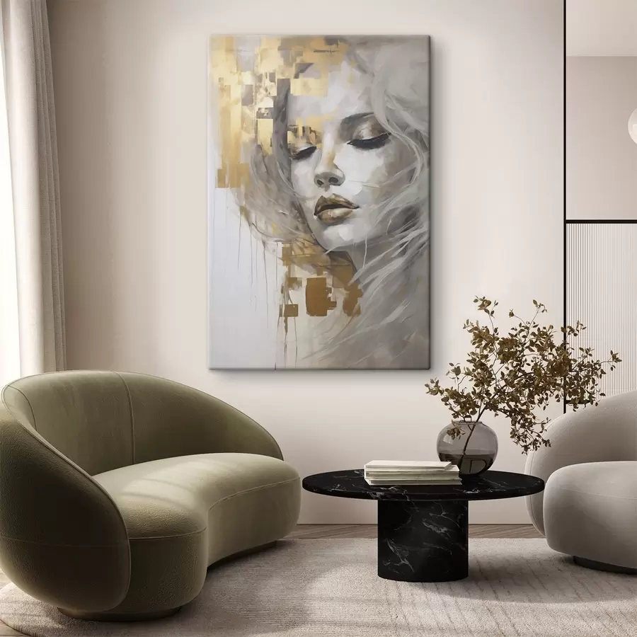 Tableau Portrait abstrait d'une jeune femme, imitant une peinture s51130
