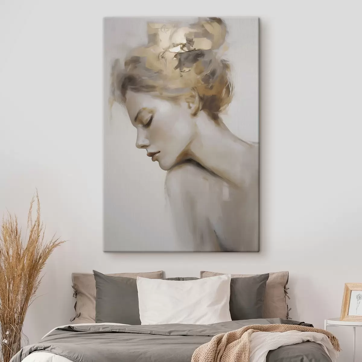 Tableau Portrait d'une jeune fille les yeux fermés s51133