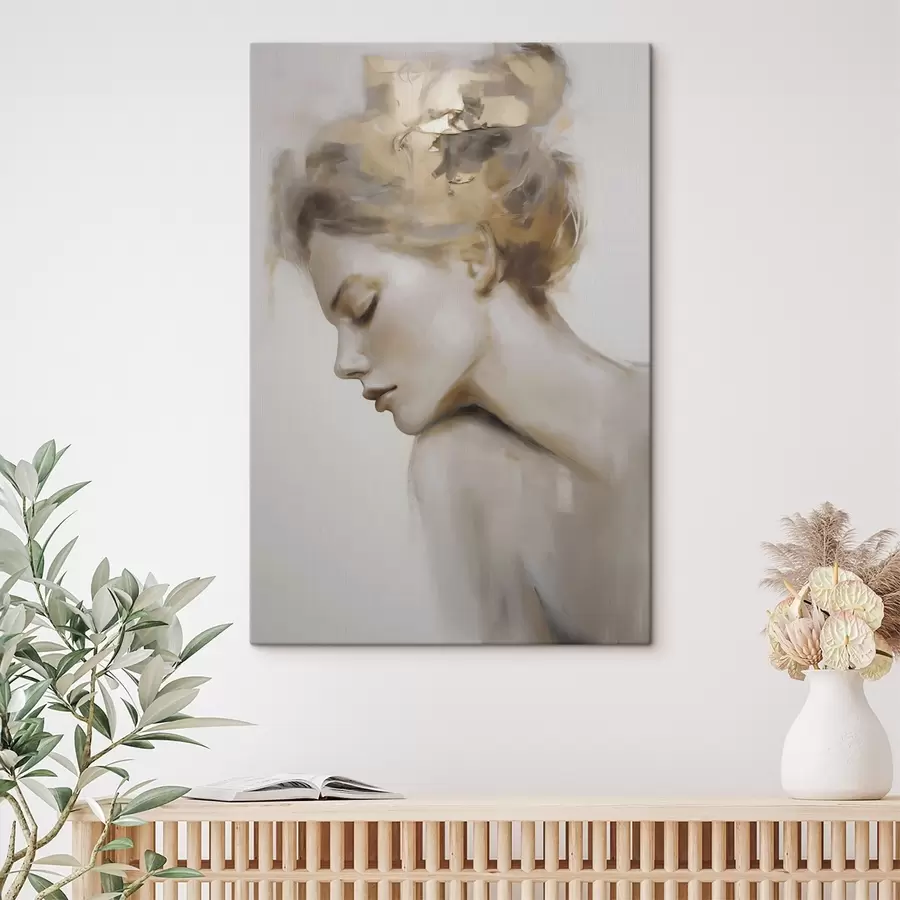 Tableau Portrait d'une jeune fille les yeux fermés s51133
