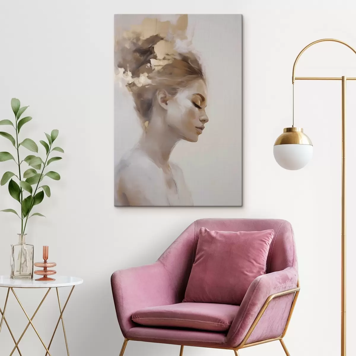 Tableau Portrait de profil d'une jeune femme s51134
