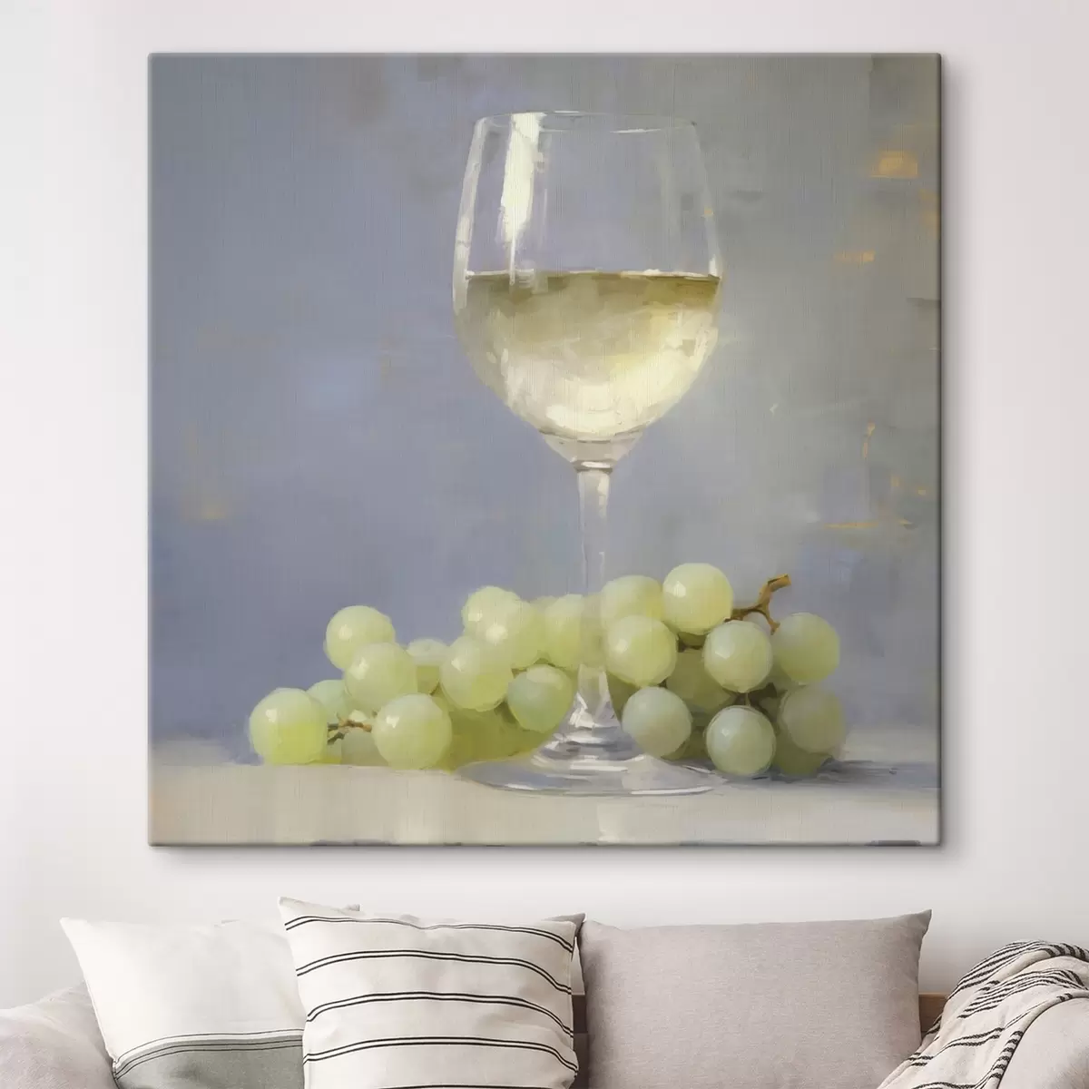 Tableau Un verre de vin et des raisins, une reproduction d'un tableau s51136