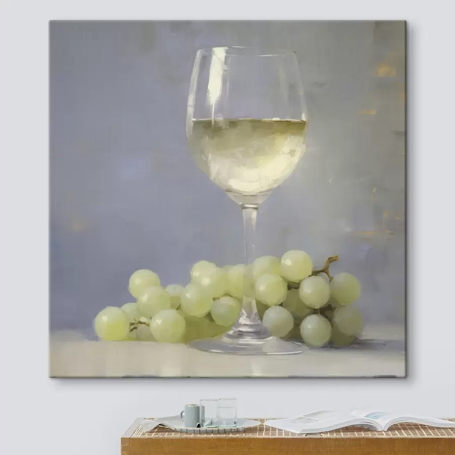 Tableau Un verre de vin et des raisins, une reproduction d'un tableau s51136