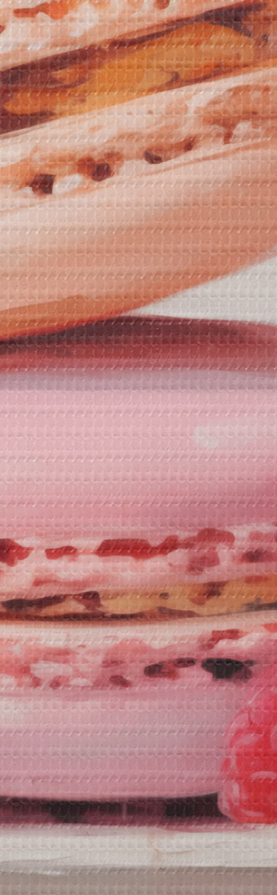 Tableau Des macarons disposés sur une assiette, à la manière d'un tableau s51143