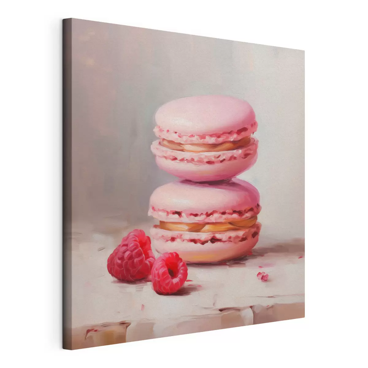 Tableau Macarons et framboises, imitation d'un tableau s51144