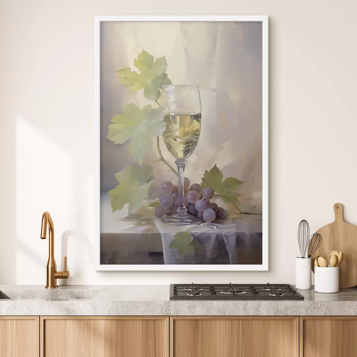 Poster Un verre de vin et des raisins, reproduction d'un tableau f51123