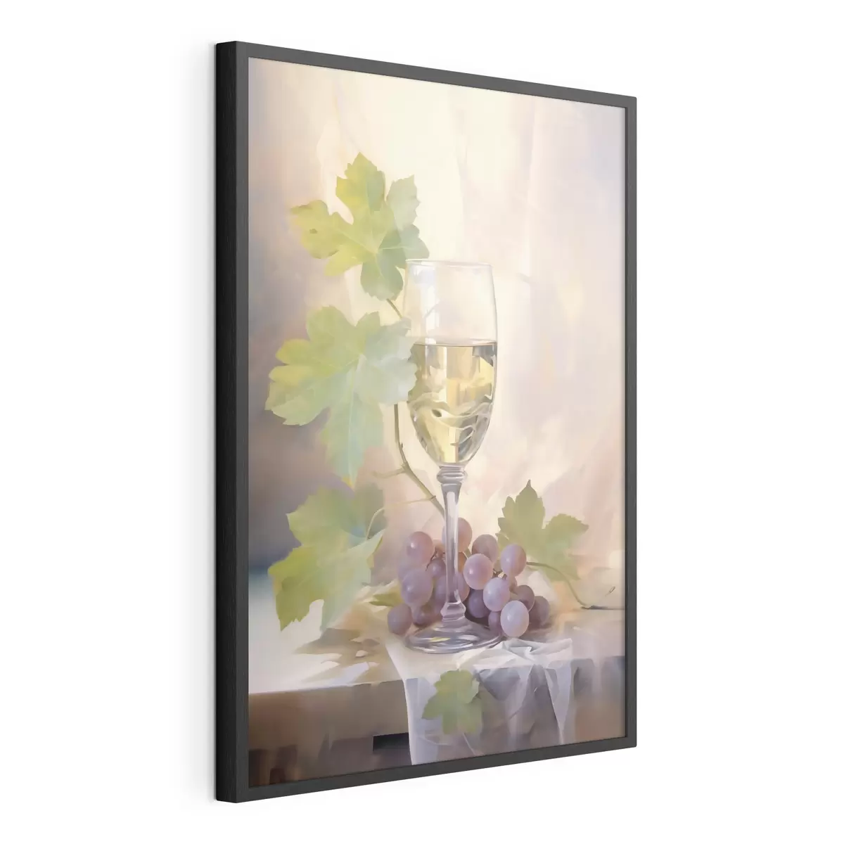 Poster Un verre de vin et des raisins, reproduction d'un tableau f51123