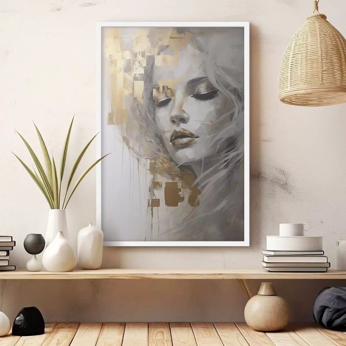 Poster Portrait abstrait d'une jeune femme, imitant une peinture f51130