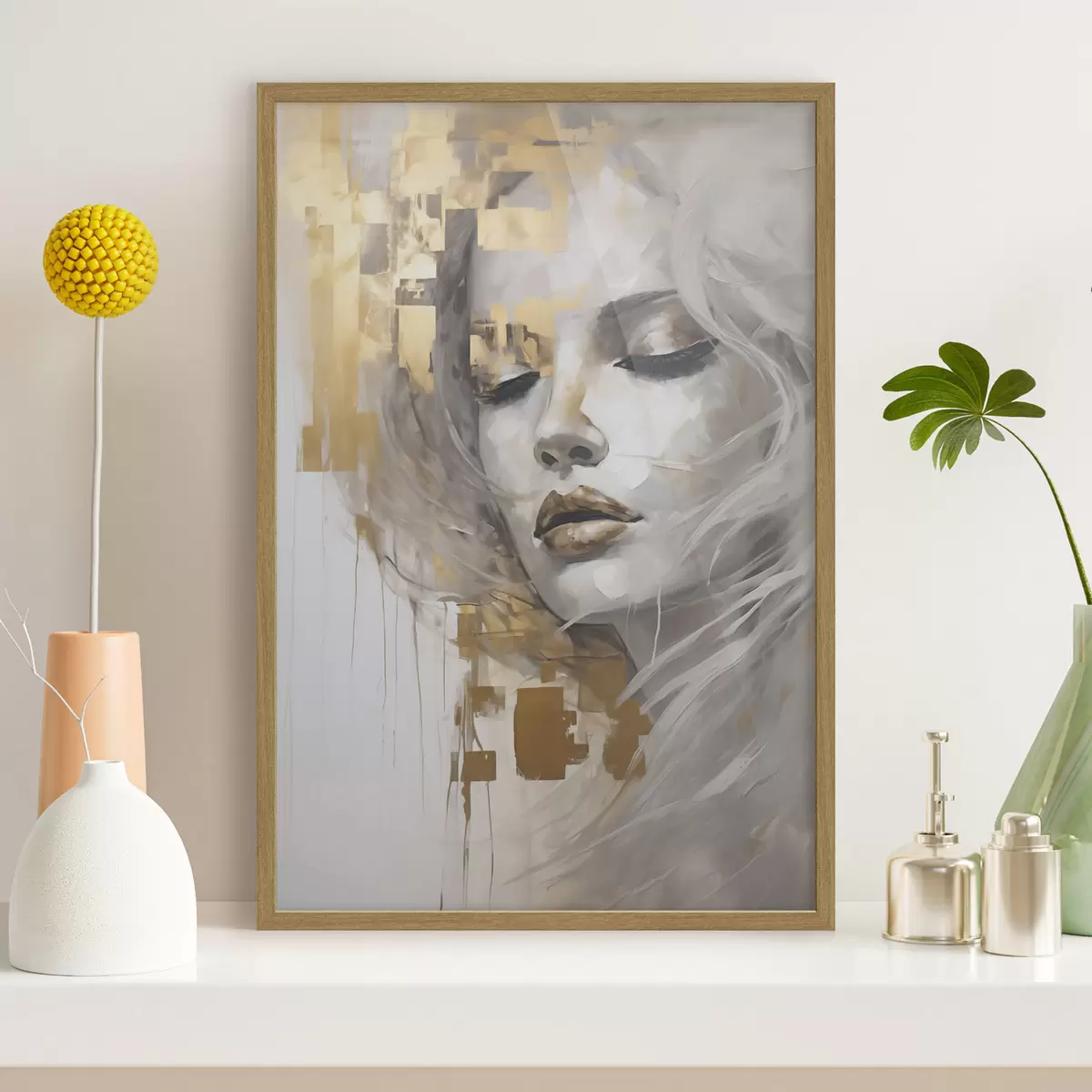 Poster Portrait abstrait d'une jeune femme, imitant une peinture f51130