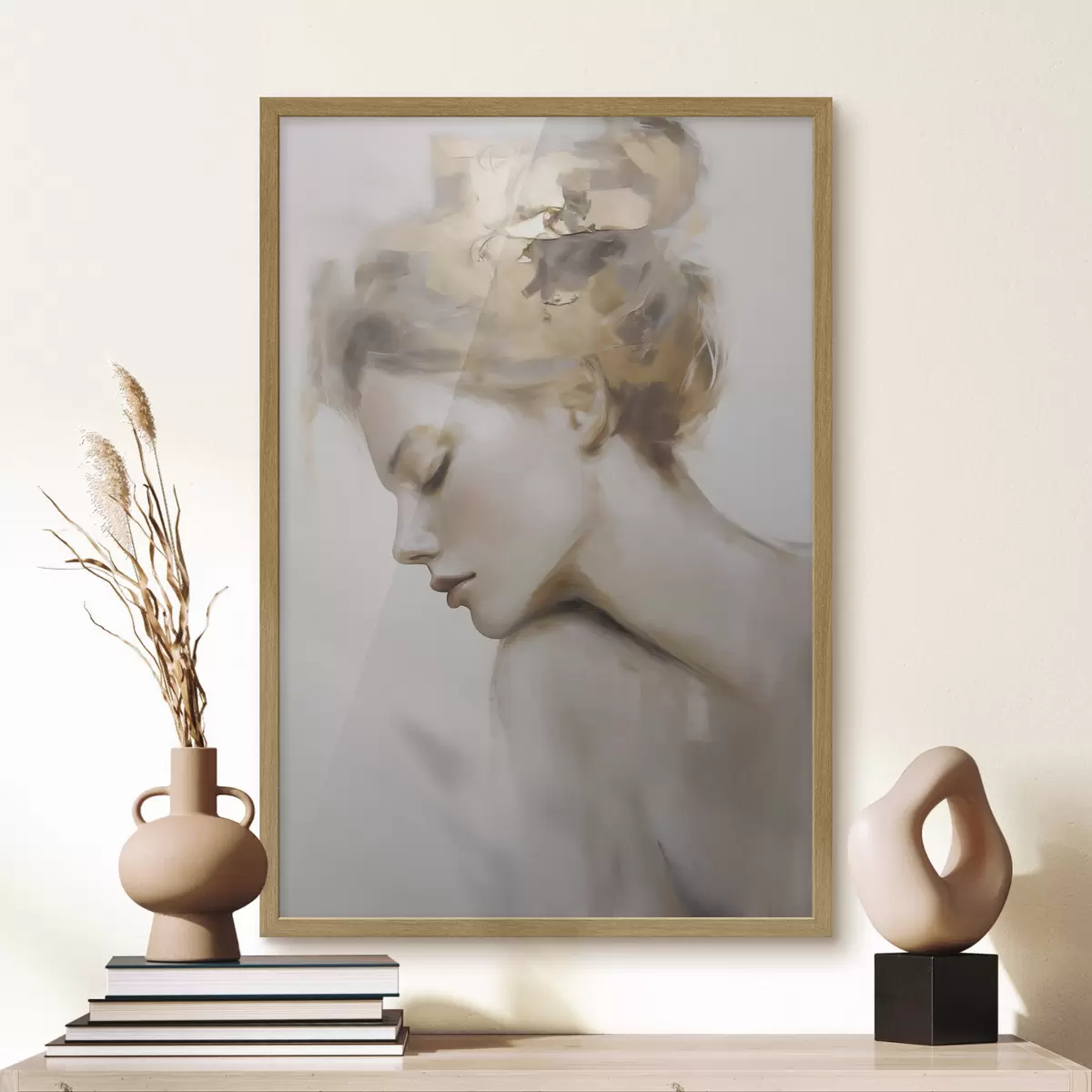 Poster Portrait d'une jeune fille les yeux fermés f51133