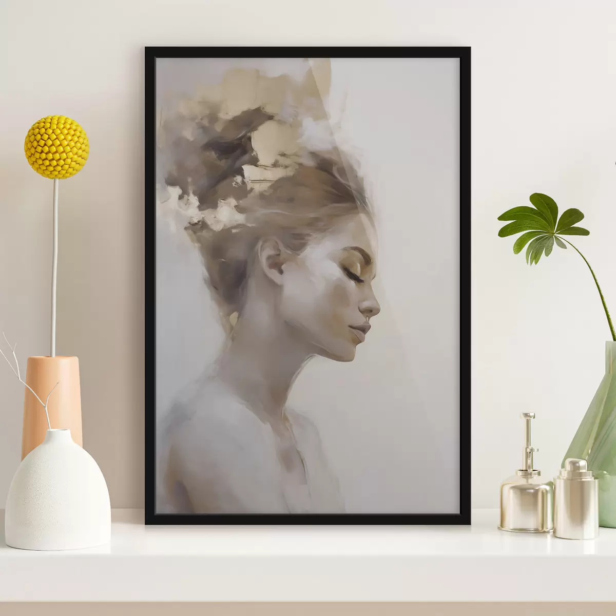 Poster Portrait de profil d'une jeune femme f51134
