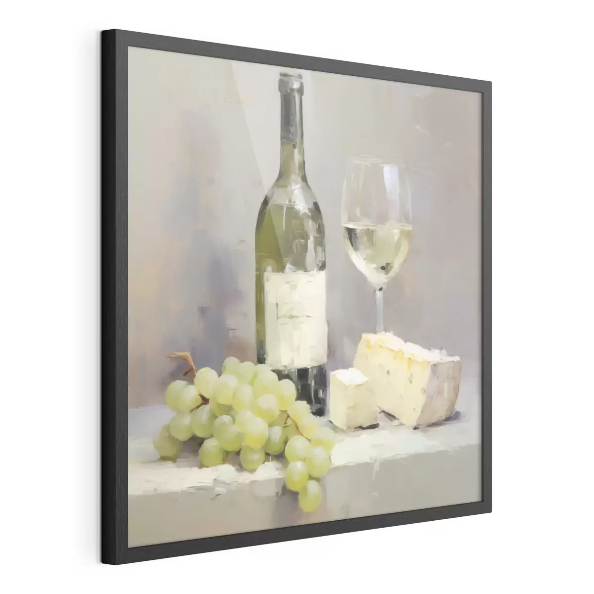 Poster Une bouteille de vin et des raisins, une reproduction d'un tableau f51135