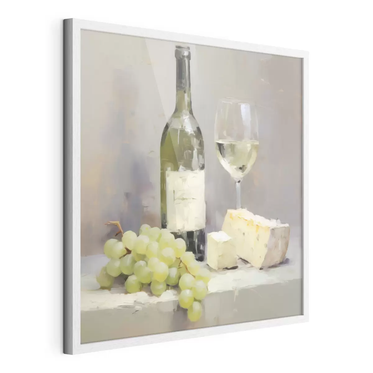 Poster Une bouteille de vin et des raisins, une reproduction d'un tableau f51135