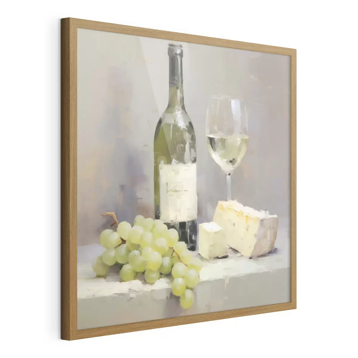 Poster Une bouteille de vin et des raisins, une reproduction d'un tableau f51135