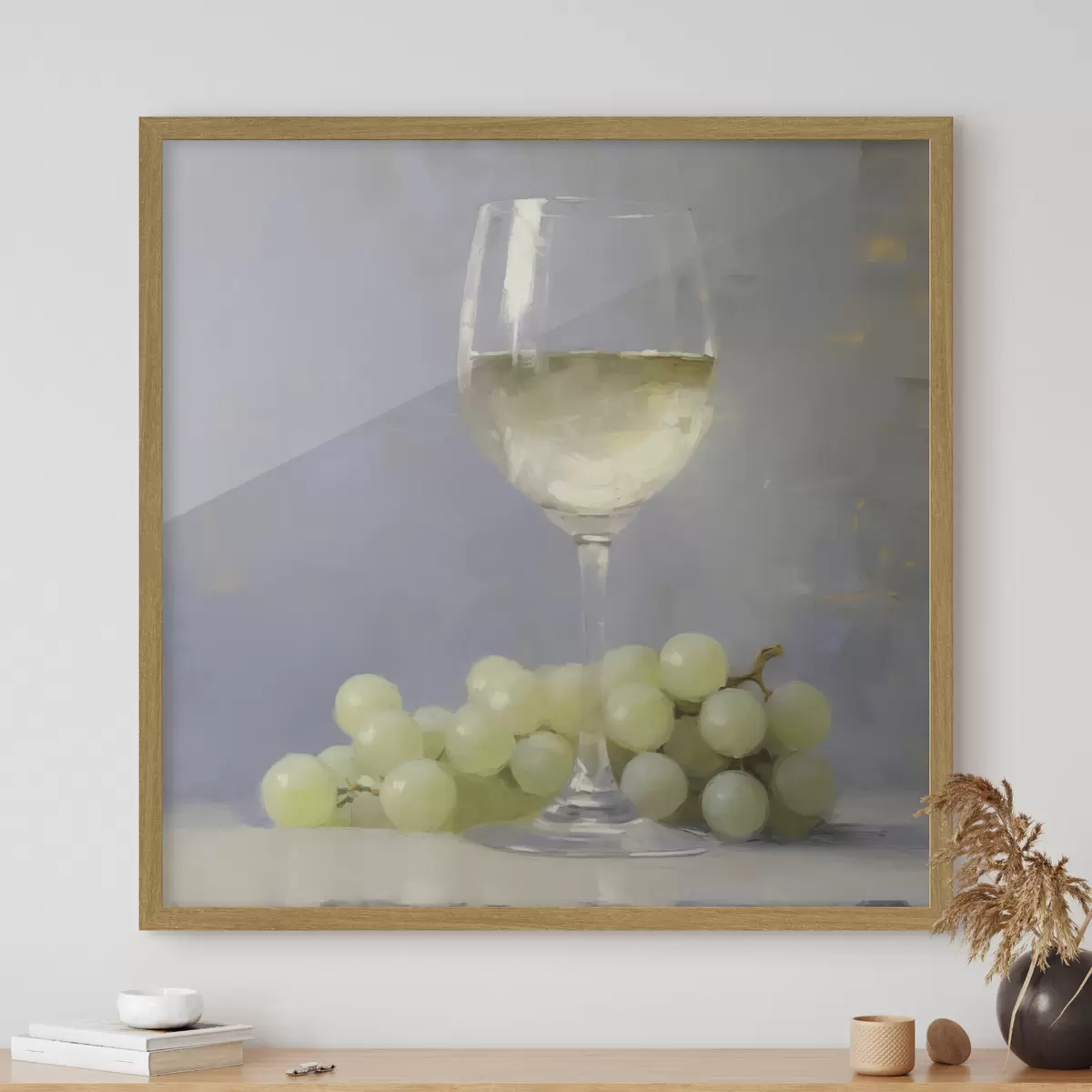 Poster Un verre de vin et des raisins, une reproduction d'un tableau f51136