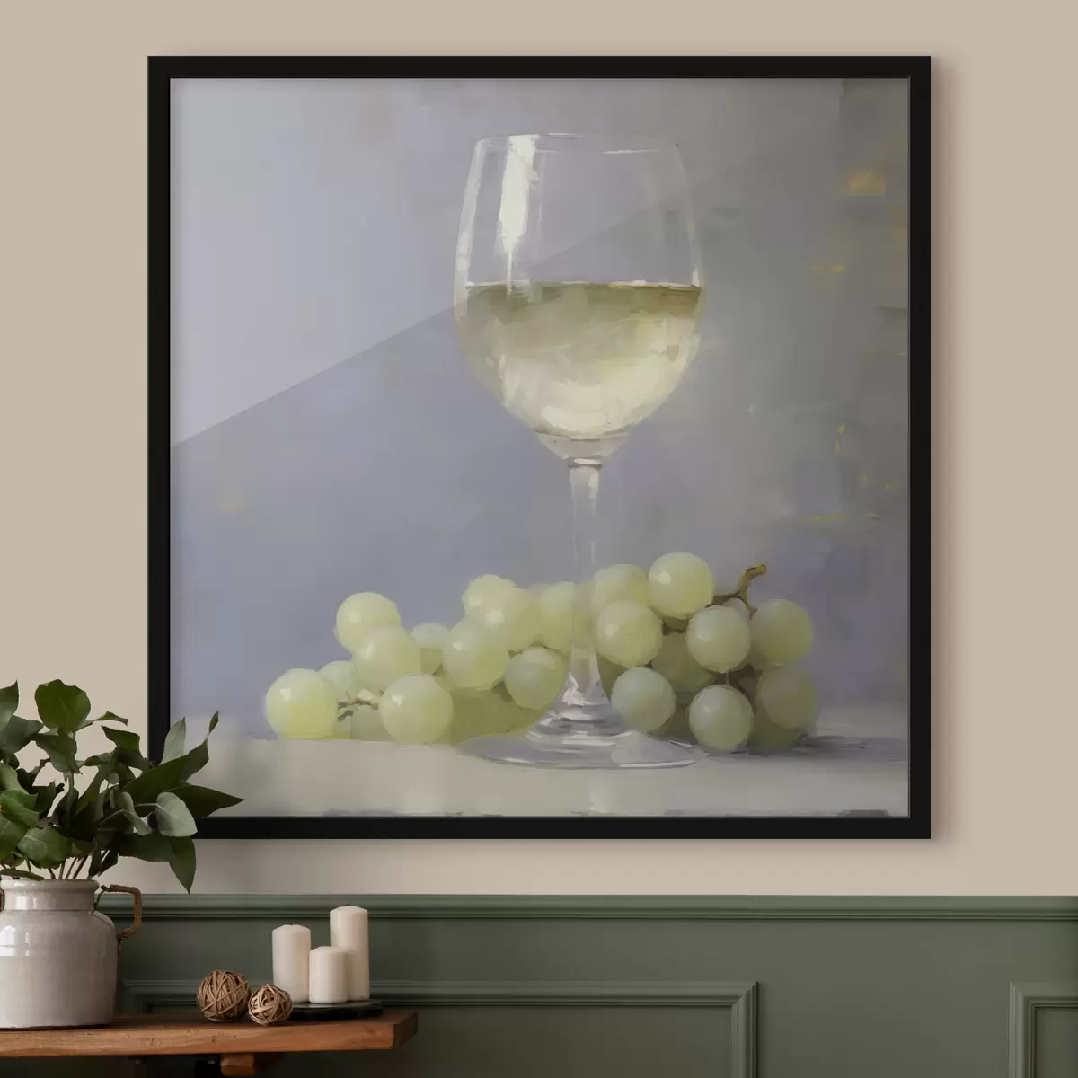 Poster Un verre de vin et des raisins, une reproduction d'un tableau f51136