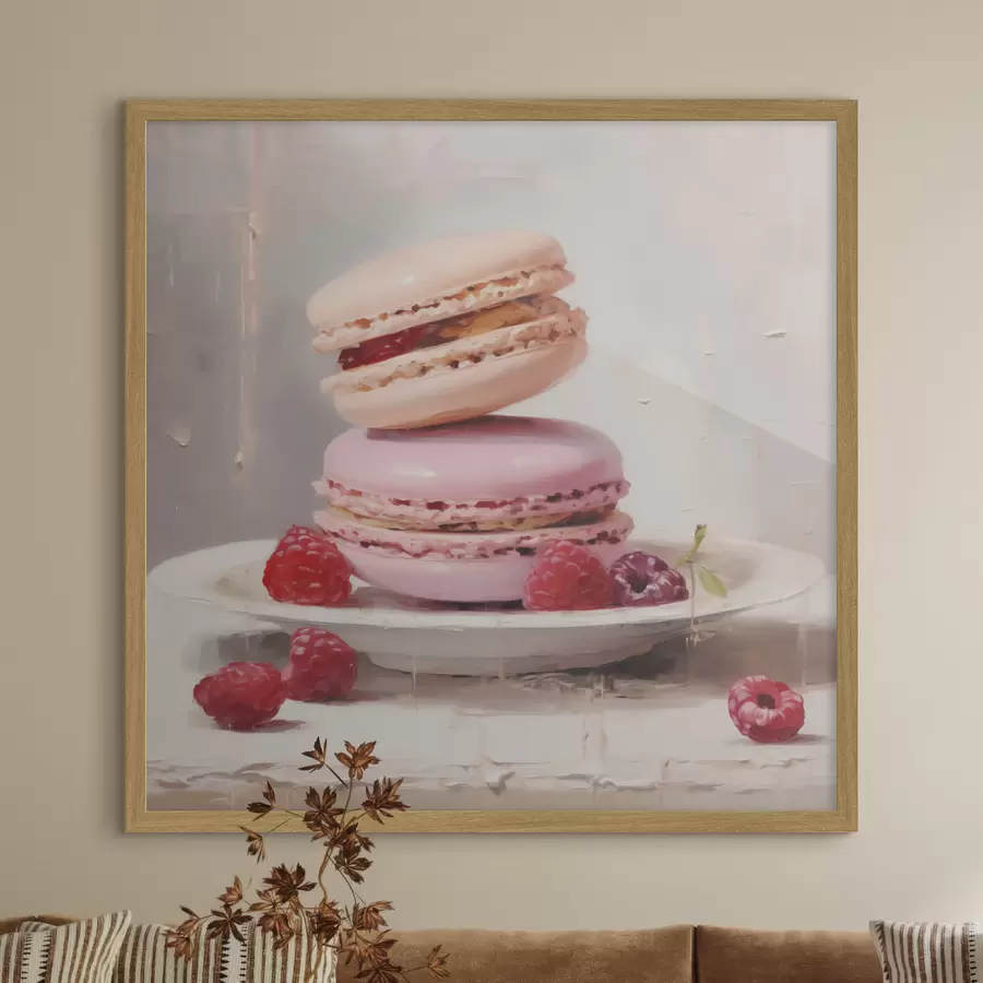 Papier peint Des macarons disposés sur une assiette, à la manière d'un tableau f51143