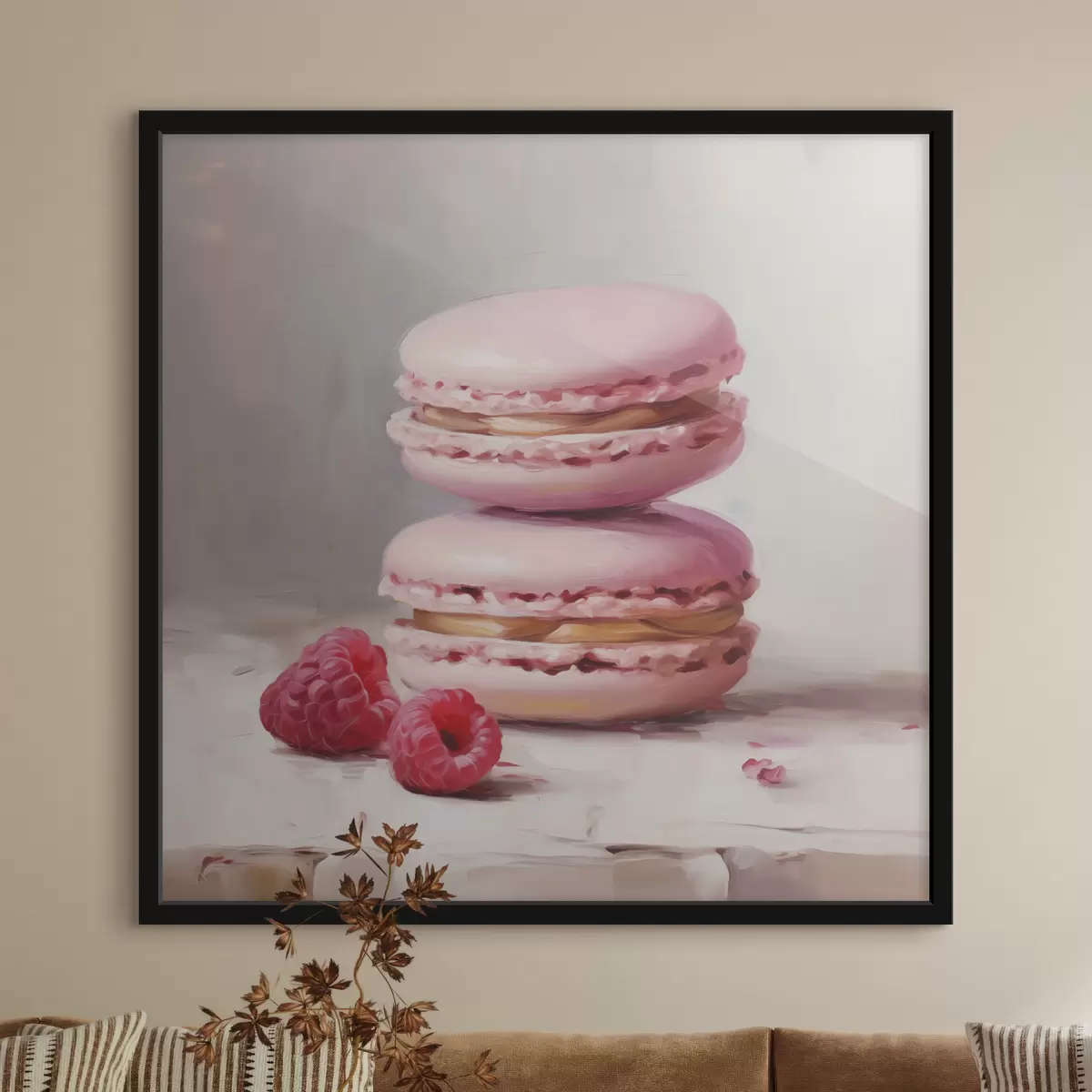 Poster Macarons et framboises, imitation d'un tableau f51144