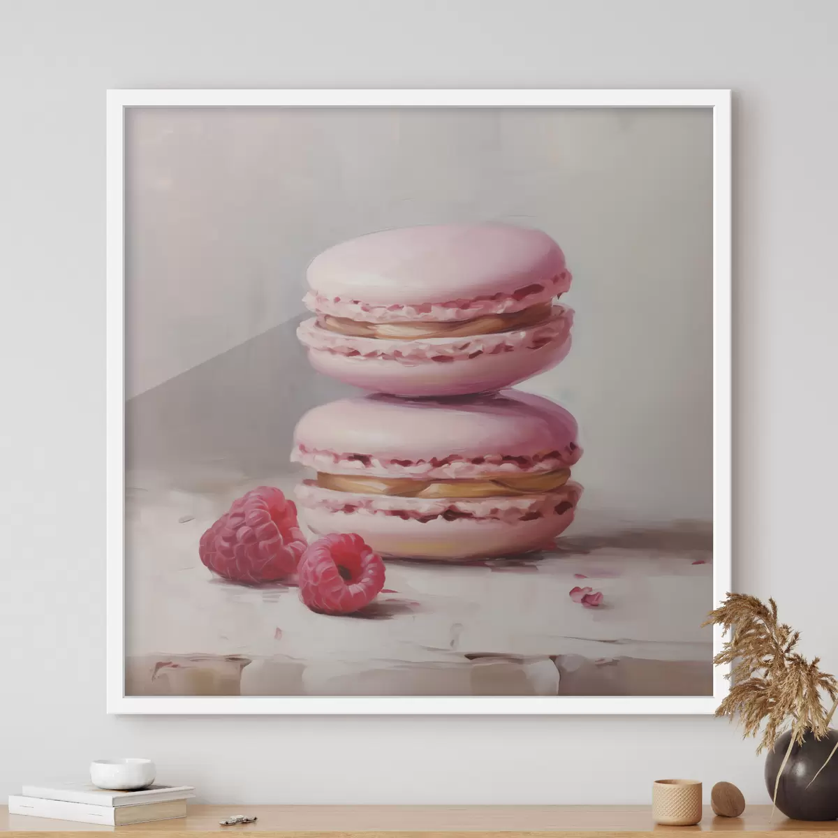 Poster Macarons et framboises, imitation d'un tableau f51144