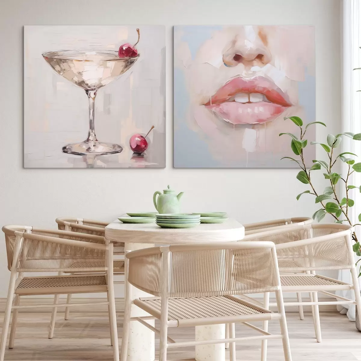 Tableau Des lèvres et un cocktail, une imitation d'un tableau m31100